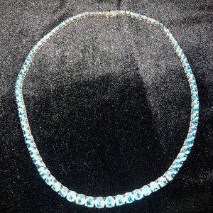 Swiss Blue Topaz Tennis Necklace